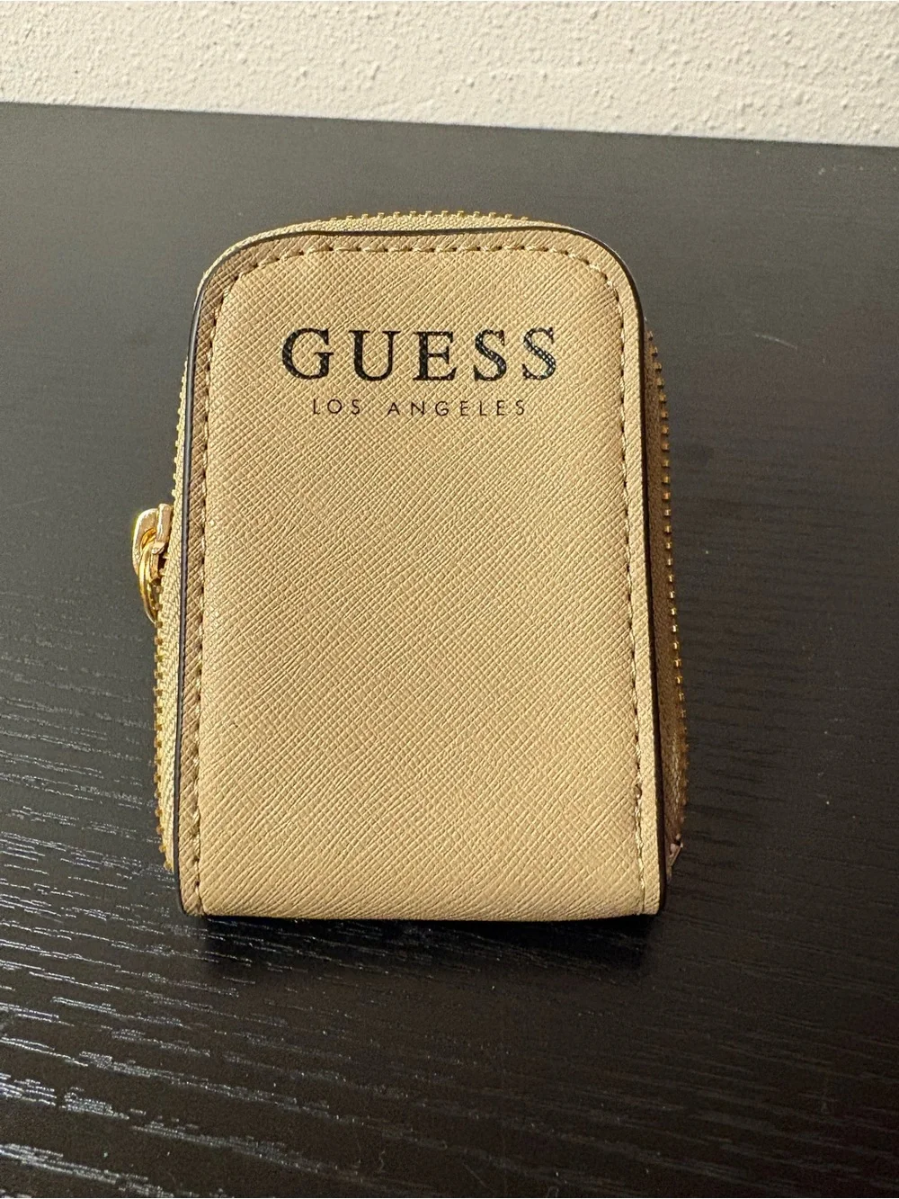 Guess Los Angeles Tan Zip Around Key Holder Coin Purse Wristlet